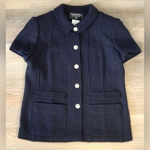Authentic Chanel Vintage Boucle Tweed Wool Short Sleeve Blazer